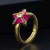 Moda Personalidade Cobre Micro Cravação Zircônia Cor Gota de Óleo Estrela de Cinco Pontas Anel de Abertura Ins Anel Hip-hop Ajustável Transfronteiriço