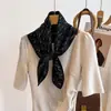 Lenço de seda 70cm, não faz bolinhas, fino, com estampa de letras, design simples, estilo coreano, lenço quadrado pequeno, versátil para mulheres, adequado para primavera e outono