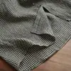 2026 Novo Estilo Linho Lavado Preto e Branco Azul Marinho Xadrez Artístico Retrô Vestido Saia de Manga Curta Primavera e Verão Roupas Femininas