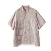 Blusa de Seda Floral Brocado de Begonia de Gama Alta Seda Genuina Estilo Nacional Camiseta Nuevo Estilo Chino Top Nuevo Moda de Verano para Mujer