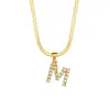 Moda Cruzada Europeia e Americana Simples Versátil Colar Joia Aço Inoxidável Banhado a Ouro 18K Corrente Rasa de Cobra Colar com Letra Zircônia