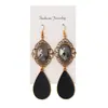 Fiesta de Baile Transfronteriza Aretes de Tachuela de Piedra Preciosa Joyería Moda Europea y Americana Creativo Retro Gota de Agua Aretes Largos Negros Venta al por Mayor