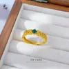 Anillo de Oro Arena Antigua de Alta Retención de Color Anillo Abierto de Flor Hueca Exquisito Nicho Dulce Versátil Anillo de Tendencia Nacional