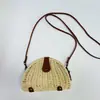 Nova Bolsa Artesanal Tecida Fresca e Simples, Bolsa Tecida de Palha, Bolsa Tecida Semicircular de Corda de Papel, Bolsa de Praia para Férias, Bolsa Feminina