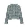 Chaqueta Corta de Tweed Tejido Resistente Estilo Francés Inspirada en Chanel con un Ambiente Vintage y Suave para Mujer 130180