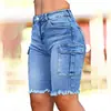 Verano nuevo transfronterizo europeo y americano Amazon shorts de mujer, estilo ropa de trabajo, cinco bolsillos bolsillo lateral rectos shorts de mezclilla americanos