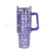 Novo Copo Térmico 40oz com Estampa de Leopardo a Laser Aço Inoxidável 304 Copo com Canudo Alça Portátil Porta-Copos de Carro Grande Capacidade