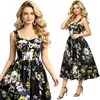 Nuevo vestido retro estampado 2026 para mujer, escote cuadrado, vestido midi entallado de línea A, vestido de vacaciones, venta al por mayor de fábrica