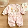 Conjunto Doce Infantil Amazon Primavera e Outono Estrelas Menina Moletom Bebê Calça Jogger Desenho Animado Fofo Conjunto de Duas Peças Roupas Infantis