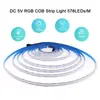 Tira de luz COB USB 5V LED RGB colorida de bajo voltaje con autoadhesivo para escritorio de computadora TV fondo tira de luz fcob