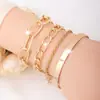 Joias Personalizadas Transfronteiriças Europeias e Americanas Pulseira Cubana Hip-Hop Pulseira de Corda Torcida de Metal Punk Conjunto de Quatro Peças