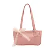 Lenço de Seda Feminino Grande Capacidade Estilo Francês Cor Sólida Casual 2026 Retrô Novo Laço Bolsa de Ombro Único Transversal Bolsa Baguette
