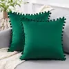 Fronha de Veludo com Bola de Pelo Estilo Nórdico Ins Transfronteiriça Cor Sólida Simples Fronha para Almofada de Sofá Sala de Estar Sofá-Cama