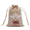 Bolsa de lino navideña, traje, paquete de regalo de dulces navideños, bolsillo con cordón, bolsa de tela pequeña