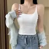 Camisola Lisa para Mulheres com Bojos Embutidos, Peça Externa Simples e Versátil, Top Base que Cobre o Peito para Mulheres