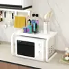 Estante estable en forma de U para horno de microondas, soporte de doble capa para encimera de cocina, estante de almacenamiento multifuncional para uso doméstico, ahorrador de espacio