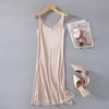 Vestido largo de punto de seda de morera de alta calidad con cuello en V, falda tipo halter, chaleco, falda base, versátil, pijama, talla grande, longitud extendida