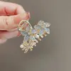 Grampo de Tubarão Flor de Cristal Penteado de Sentido Avançado Volume do Cabelo Menos Meio Preso Grampo para Pegar Cabelo Penteado Acessório de Cabeça Feminino Penteado