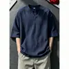 Camiseta de verano fina y transpirable para hombre, estilo "old money" transfronterizo, cuello en V, manga corta, estilo retro americano para pareja, top de hombro normal, manga media