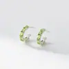 Pendientes de Plata de Ley S925 Nalan con Peridoto en Forma de C, Pendientes de Diseño Nicho Frescos y Dulces Estilo Ins M07829