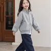 Chaqueta Casual Holgada Versátil con Cuello Alto para Niñas Primavera y Otoño 2026 Nuevo Estilo Coreano Moda Color Sólido Cremallera Chaqueta de Moda