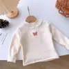 Roupas de outono e inverno para meninas: tops de segunda pele estilosos para bebês, designs modernos e exclusivos, estilo coreano, com forro de fleece, tecido espesso e acabamento em renda bordada