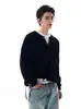 Suéter de Punto Estilo Americano Cleanfit Cuello Henry para Hombre, Estilo Holgado y Casual, Marca de Moda, Sensación de Alta Calidad, Suéter Versátil