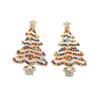 Novos Brincos de Natal Europeus e Americanos Moda Versátil Formato Exagerado de Árvore de Natal Liga de Zinco Diamante Pérola Elegante para Mulheres