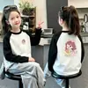 Camiseta Base de Cuello Redondo para Niñas 2026 Nuevo Estilo Ropa Interior para Niños Medianos y Mayores Polar por Ambos Lados Ropa Otoño/Invierno Bloque de Color Manga Larga Tendencia