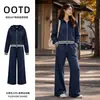 Nuevo conjunto de punto trenzado para mujer, otoño/invierno, con capucha, corte holgado, moderno y casual, de importación
