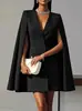 2025 Ropa de Trabajo de Otoño Transfronteriza Europea y Americana Amazon Capa con Solapa de Doble Botonadura Traje de Color Sólido Vestido Ropa para Mujer