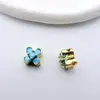 Relleno de Oro de 14K Zircón que Conserva el Color Trébol de Cuatro Hojas Espaciador Múltiple Cuentas Accesorios para Joyería Hecha a Mano con Cuentas
