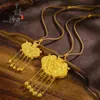 Tienda de Oro Mismo Estilo Oro Arena Antigua Esmalte Discípulo del Emperador Colgante Candado Nuevo Estilo Chino Dragón y Fénix Colgante Candado con Borla Auspiciosa