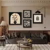 Pintura Decorativa de Alta Gama para Sala de Estar Estilo Medieval, Fondo de Sofá, Mural de Arte Abstracto, Combinación Retro Francesa, Pintura Colgante