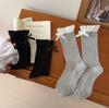 Meias Cinzas Jk para Mulheres, Meias de Renda com Costura Dupla na Altura da Panturrilha, Meias Longas para Meninas Pretas, Meias de Algodão, Estilo Miu