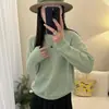 Suéter de Punto de Seda de Morera y Papel para Mujer 2026, Cuello Redondo, Manga Larga, Corte Holgado, Camiseta Base Adelgazante, Suéter Estilo Coreano para Mujer