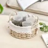 Cesta de Almacenamiento de Artículos Varios Tejida a Mano Cesta de Mimbre Imitación Ratán Caja de Almacenamiento de Escritorio para Llaves y Control Remoto de Sala de Estar y Entrada