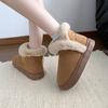 Botas de Nieve sin Cordones con Forro de Felpa y Engrosadas para Mujer, Nuevo Estilo Invierno 2025, Zapatos de Pan con Borde de Piel Cálidos, Zapatos Grandes de Algodón para el Noreste