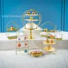 Ornamento de Mesa para Sobremesas Estilo Europeu de Ferro Forjado ou Exibição Bandeja para Bolos de Sobremesa Rack para Lanches Frios Chá da Tarde Rack para Bolos