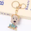 Chaveiro de Cristal para Cachorro Pintado de Luxo Leve Pingente Pequeno Metal Joia para Mochila Chaveiro de Cachorro com Strass Atacado