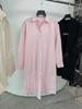 Yuran 26 Modelo Nuevo de Principios de Primavera, Tela Premium Oxford Tejido Rayado Vestido Camisa Casual de Longitud Media