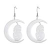 Europa y Estados Unidos moda simple transfronteriza acero de titanio colgante liso cara de luna acero inoxidable 304 pulido aretes de dama