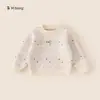 Ropa para niños Bangxuan: suéter tejido con moño, suéter de punto dulce y lindo para niños, nueva colección primavera/otoño, suéter para niñas