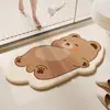 Tapete de Chão Imitação de Caxemira com Ursinho de Desenho Animado Tapete para Banheiro Vaso Sanitário Absorvente Resistente à Sujeira Tapete para Entrada de Vaso Sanitário Tapete de Entrada