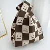 Bolso Chaleco Bolso Chaleco Bolso de Mano Tejido Casual Bolso de Mano Contraste de Color Ajedrez Bolso de Mano Coreano de Lujo Ligero