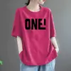 Camiseta blanca de manga corta, corte holgado y moderno, imitación algodón, top oversized para mujer, nueva camiseta de verano de longitud media 2024
