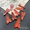 19x40mm Aventurina Natural Seda Dorada Jade Verde Seco y Jade Rojo Forma de Hoja Pendientes y Accesorios Estilo Antiguo DIY