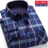 Camisa de Franela Forrada para Hombre Otoño/Invierno 2026, Cuadros Cepillados, Top Casual para Hombres de Mediana Edad, Camisa de Manga Larga para Exportación