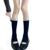 Calcetines altos de algodón con puño, bloques de color, estampado de burbujas, patchwork, apilados, estilo japonés, versátiles, sin pie, para primavera/otoño
