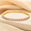Europeu e Americano Transfronteiriço Amazon 4mm Cristal Rosa Zircônia Pulseira Linha Única Full Diamond Ins Joias Coloridas por Pedra Atacado Pulseira